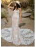 Strapless Ivory Lace Dotted Tulle Dazzling Wedding Dress